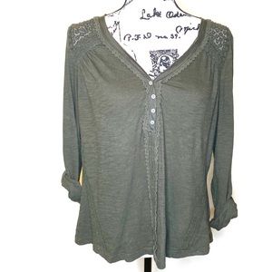 Anthropologie Meadow Rue Lace Back Henley